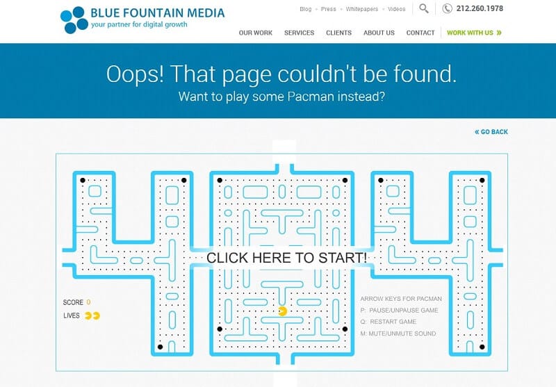 kreativ gestaltete 404 Fehler-Seite