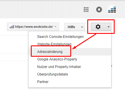 Google Search Console Adressänderung Domainumzug