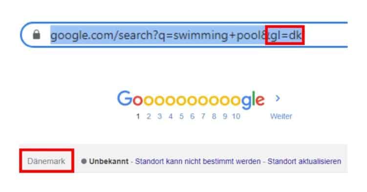 Dänische Suchergebnisseite bei Google