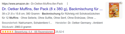 Rich Snippet von Amazon (Bewertung)