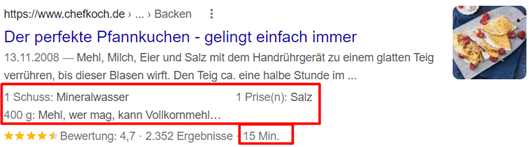 Rich Snippet von Chefkoch (Rezept)
