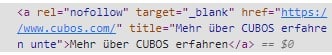 Code-Schnipsel mit rel="nofollow" 