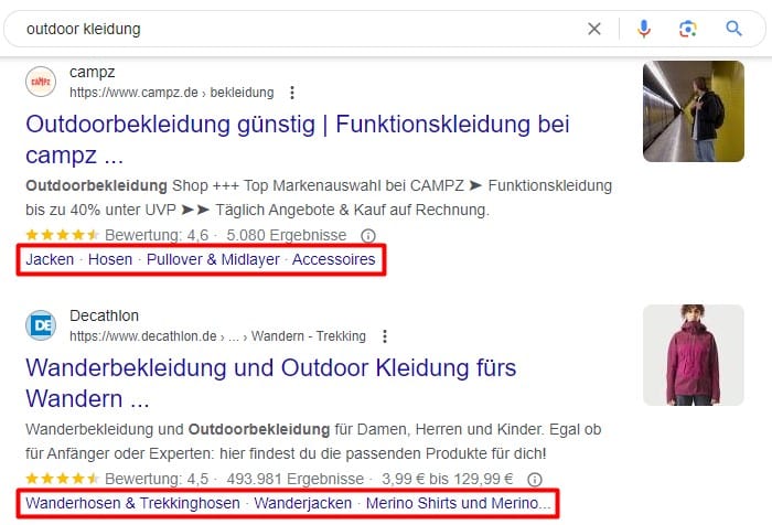 Deep Links als Rich Snippets bei Google