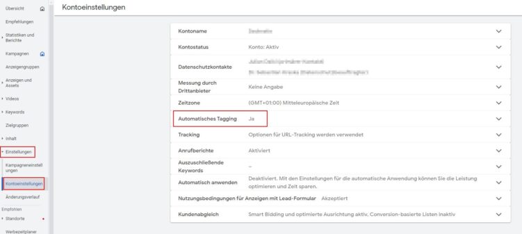 Einstellung Auto Tagging