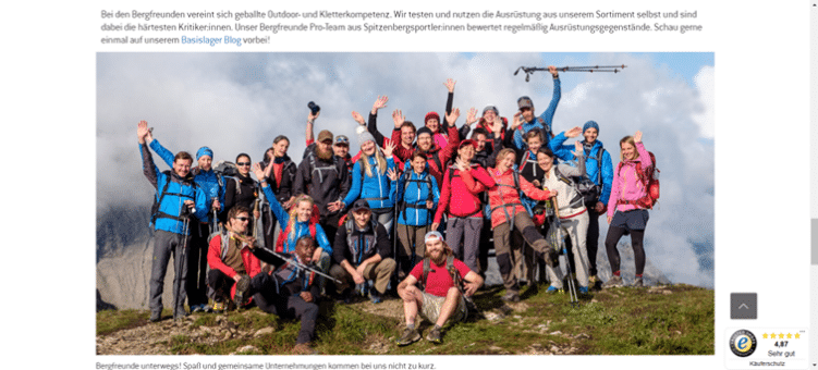 Kreative Teamvorstellung von Bergfreunde