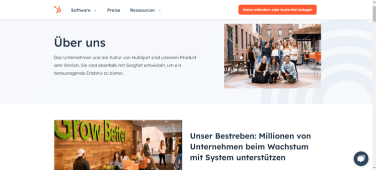 Hubspot Über-Uns-Seite