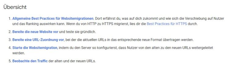 Anleitung zur Websitemigration von Google