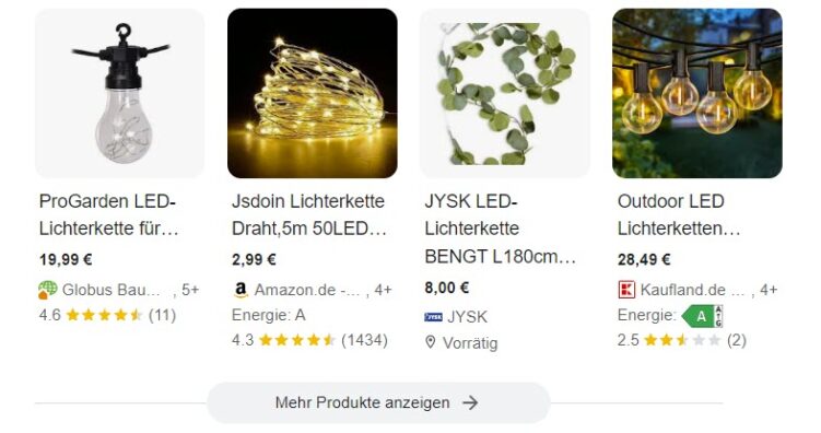 Produkte in der Google-Suche